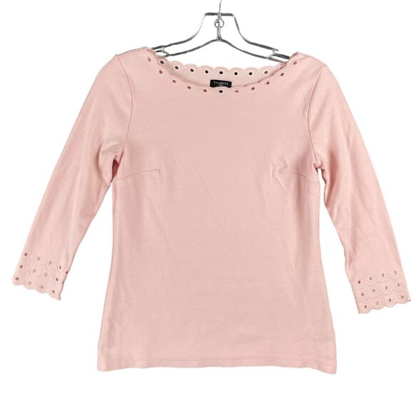 Talbots Top Womens P/S Eyelet Embroidery Office Capsule Everyday Minimal Staple - Picture 2 of 9
